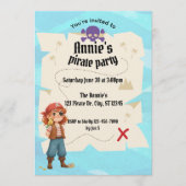Girls Pirate Map Birthday Party Invitation 招待状 (正面)