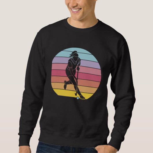 Girls Playing Hockey Rainbow Graphic Men Women Chi スウェットシャツ (正面)