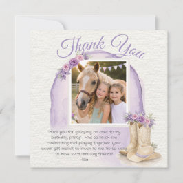 Girls Pony Cowgirl Birthday Photo Thank You Card サンキューカード