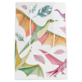 Girls Pretty Dinosaur Birthday Gift Bag   ミディアムペーパーバッグ (裏面)