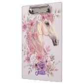 Girls Pretty Ponies Pastel Floral Horse クリップボード (左)