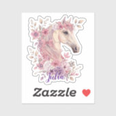 Girls Pretty Ponies Pastel Floral Horse シール (シート)