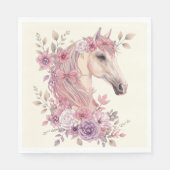 Girls Pretty Ponies Pastel Floral Horse スタンダードランチョンナプキン (正面)