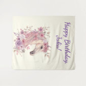 Girls Pretty Ponies Pastel Floral Horse タペストリー (正面(横))