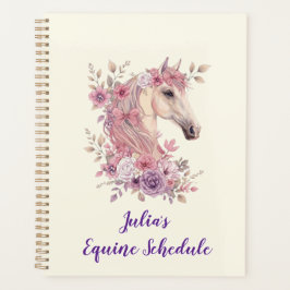 Girls Pretty Ponies Pastel Floral Horse プランナー手帳