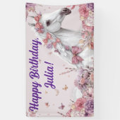 Girls Pretty Ponies Pastel Floral Horse 横断幕 (縦)