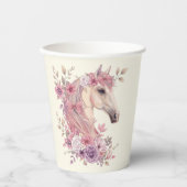 Girls Pretty Ponies Pastel Floral Horse 紙コップ (正面)