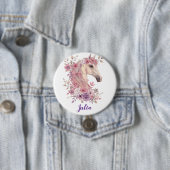 Girls Pretty Ponies Pastel Floral Horse 缶バッジ (インサイチュ)