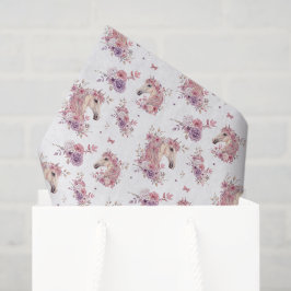 Girls Pretty Ponies Pastel Floral Horse 薄葉紙