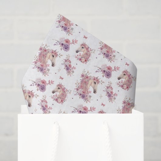Girls Pretty Ponies Pastel Floral Horse 薄葉紙 (ギフトバッグ)