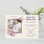 Girls Pretty Ponies Pastel Floral Horse Invitation 招待状 (スタンド正面)