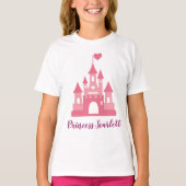 Girls Princess Castle Personalised T-Shirt Tシャツ (正面)