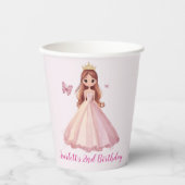 Girls Princess Personalised Party Paper Cups 紙コップ (正面)