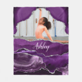 Girls Purpleグリッターパーソナライズされた写真と名前 フリースブランケット (正面)
