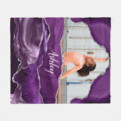 Girls Purpleグリッターパーソナライズされた写真と名前 フリースブランケット (正面(横))