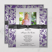 Girls Purple写真卒業のお知らせ 招待状 (正面/裏面)