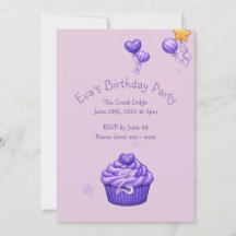 Girls Purple Birthday Invitation