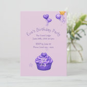Girls Purple Birthday Invitation 招待状 (スタンド正面)
