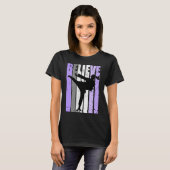 Girls Purple Distressed Believe Karate Girl Black  Tシャツ (正面フル)