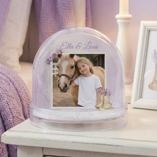 Girls Purple Floral Horse