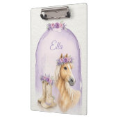 Girls Purple Floral Horse クリップボード (左)