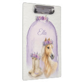Girls Purple Floral Horse クリップボード (右)