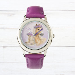 Girls Purple Floral Horse 腕時計