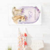 Girls Purple Floral Horse Birthday 横断幕 (インサイチュ)