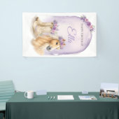 Girls Purple Floral Horse Birthday 横断幕 (トレードショー)