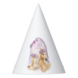 Girls Purple Floral Horse Birthday Party Hats パーティーハット