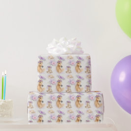 Girls Purple Floral Horse Gift Wrapping Paper ラッピングペーパー