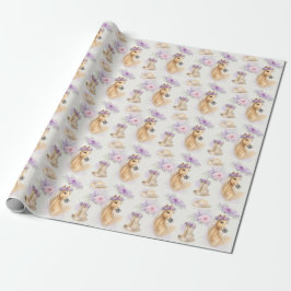 Girls Purple Floral Horse Gift Wrapping Paper ラッピングペーパー