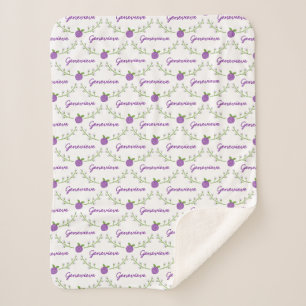 Girls Purple Floral Name Blanket シェルパブランケット