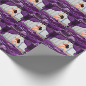 Girls Purple Glitter Personalized Photo and Name   ラッピングペーパー (角)