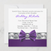 Girls Purple Photo Grudationのお知らせ 招待状 (裏面)