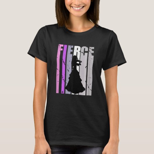 Girls Purple Violinist Silhouette Musical Plays Th Tシャツ (正面)