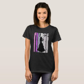 Girls Purple Violinist Silhouette Musical Plays Th Tシャツ (正面フル)