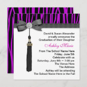 Girls Purple Zebra卒業発表 招待状 (正面/裏面)