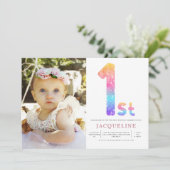 Girls Rainbow 1st Birthday Photo 招待状 (スタンド正面)