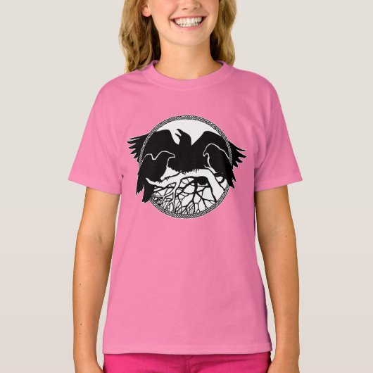 Girls Raven Shirts Raven / Crow Art Kids T-shirt Tシャツ (正面)
