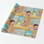 Girls Reading In A Barn Wrapping Paper ラッピングペーパー (アンロールド)