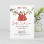 Girls Red Merry Little Baby Shower Baby Shower 招待状 (スタンド正面)