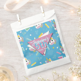 Girls Retro Blue Unicorn Birthday フェイバーバッグ