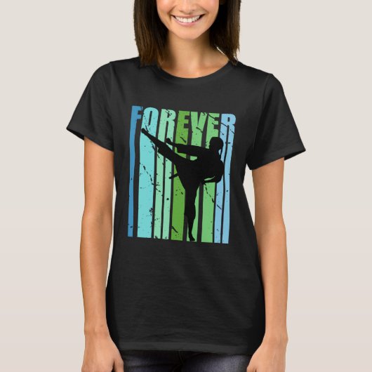 Girls Retro Forever Jiu Jitsu Karate Judo Taekwond Tシャツ (正面)