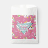 Girls Retro Pink Unicorn Birthday フェイバーバッグ (正面)