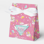 Girls Retro Pink Unicorn Birthday  フェイバーボックス (正面サイド)