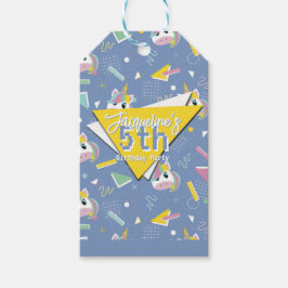 Girls Retro Purple Unicorn Birthday ギフトタグ