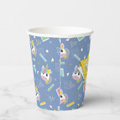 Girls Retro Purple Unicorn Birthday 紙コップ (右)