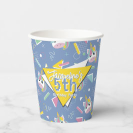 Girls Retro Purple Unicorn Birthday 紙コップ
