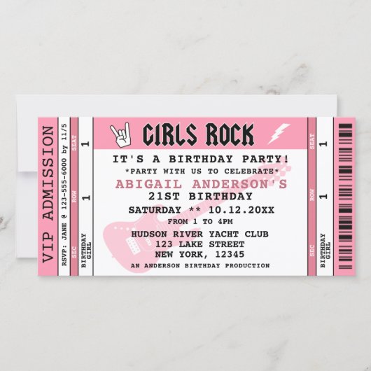 GIRLS ROCK CONCERT TICKET バースデー招待状 (正面)